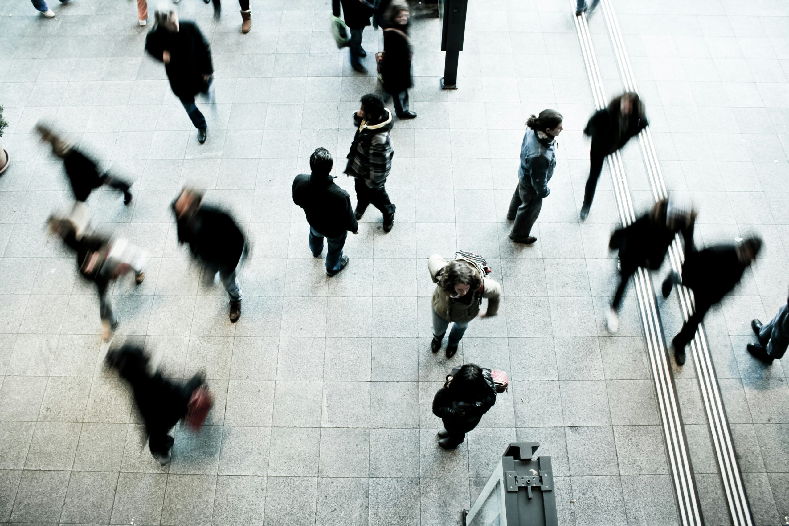 A crowd of people on an overcast day